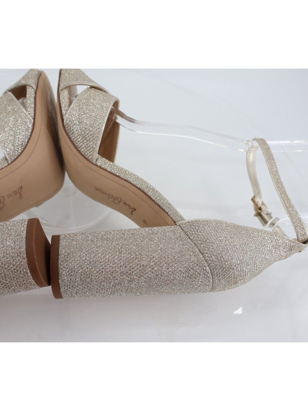 Sam Edelman Womens Yancy Heeled Ankle Strap Sandals Size 10 M Silver Shimmer - Picture 9 of 13